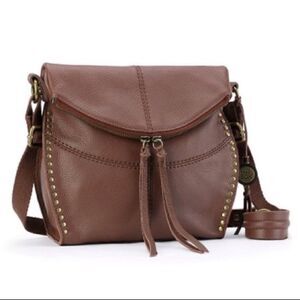 The Sak Silverlake Crossbody Bag Brown Leather Studded Fringe Boho Western